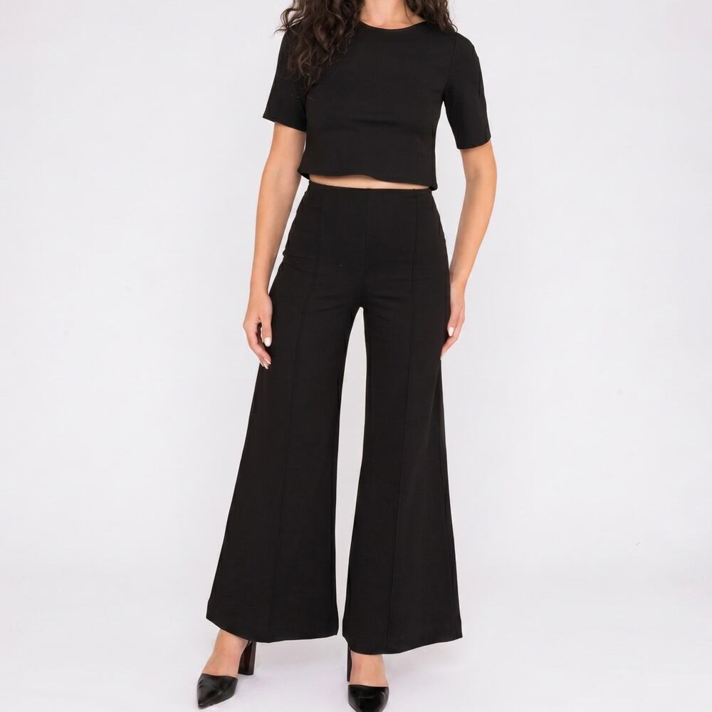 RIPLEY RADER Black Ponte Knit Wide Leg Standard Pant size 1